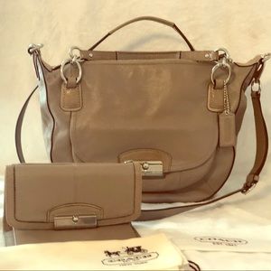 Taupe Coach purse and matching wallet like new.